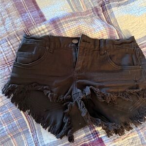 O'Neill Black Frayed Hem Denim Cutoff Shorts